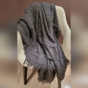 Dark grey boucle throw blanket